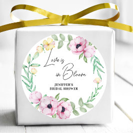 ピンクのフローラアネモネラブは開花ブライダルシャワー ラウンドシール