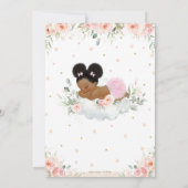 ピンクのフローラアフリカ系アメリカ人ベビーシャワー誕生日 サンキューカード (裏面)