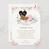 ピンクのフローラアフリカ系アメリカ人ベビーシャワー誕生日 ポストカード (正面/裏面)