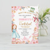 ピンクのフローラアリスOnederland 1st誕生日 招待状 (スタンド正面)