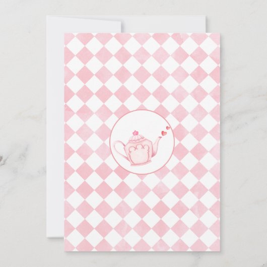 ピンクのフローラアリスOnederland 1st誕生日 招待状 (裏面)