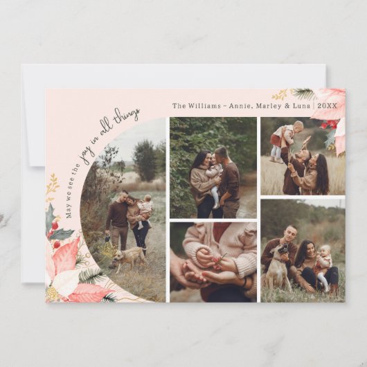 ピンクのフローラアーチ喜び全てのもの8枚の写真 シーズンカード (正面)