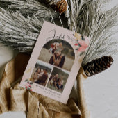 ピンクのフローラアーチ喜び3枚の写真クリスマス シーズンカード