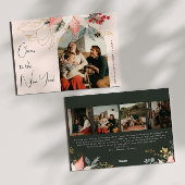 ピンクのフローラアーチ応援の新年への5つの写真 シーズンカード