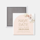 ピンクのフローラアーチ結婚式の日付を保存 マグネット (正面/裏面)