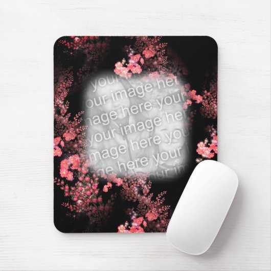 ピンクのフローラアートあなたのフォトフレーム マウスパッド (マウス)