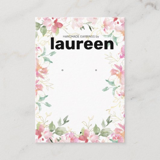 ピンクのフローライヤリングディスプレイ 名刺 (正面)