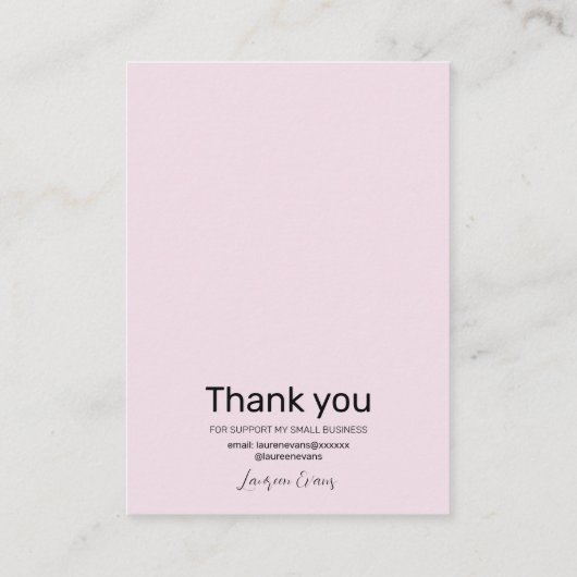 ピンクのフローライヤリングディスプレイ 名刺 (裏面)