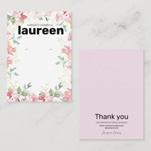 ピンクのフローライヤリングディスプレイ 名刺 (正面/裏面)