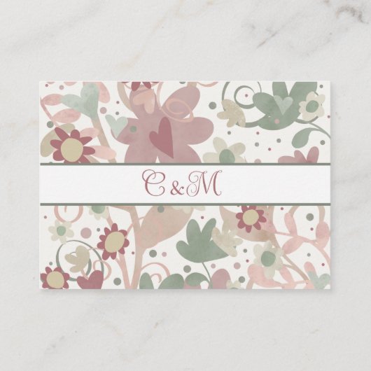 ピンクのフローラインスピレーションエレガントな結婚式RSVP エンクロージャーカード (裏面)