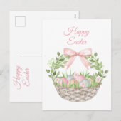 ピンクのフローライースターバスケット シーズンポストカード (正面/裏面)