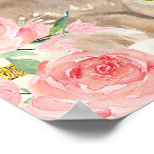 ピンクのフローライースターバニーの赤ちゃんシャワー歓迎サイン ポスター (角)