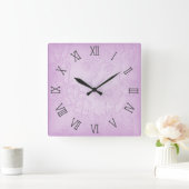 ピンクのフローラウォールクロック スクエア壁時計 (ホーム)