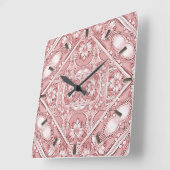 ピンクのフローラウォールクロック スクエア壁時計 (傾斜)
