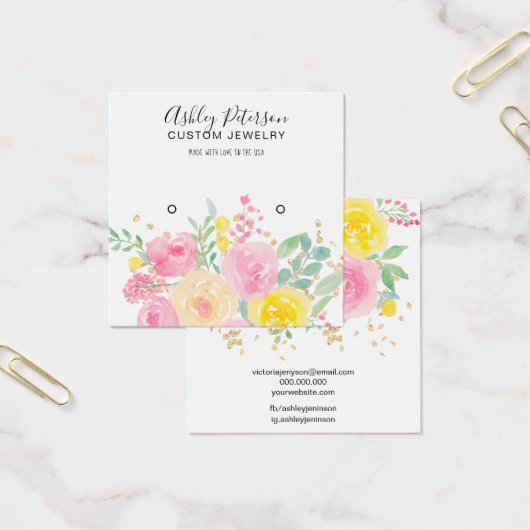 ピンクのフローラウオータースタッドイヤリング表示 (オフィス)