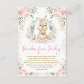 ピンクのフローラウサギの本のためのベビーガール エンクロージャーカード (正面)