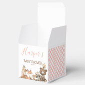 ピンクのフローラウッドランドをテーマにした赤ちゃんシャワーのお願いボックス フェイバーボックス (オープン)