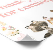 ピンクのフローラウッドランド動物さん来は ポスター (角)