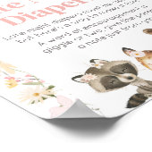 ピンクのフローラウッドランド動物の深夜おむつ ポスター (角)