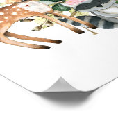 ピンクのフローラウッドランド動物の赤ちゃんシャワーへようこそ ポスター (角)