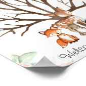 ピンクのフローラウッドランド指紋ゲストブックポスター ポスター (角)