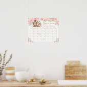 ピンクのフローラウッドランド推測ベビーの到着ゲーム ポスター (キッチン)