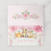 ピンクのフローラウッドランド水彩森林動物 プレイスカード (外部開封)