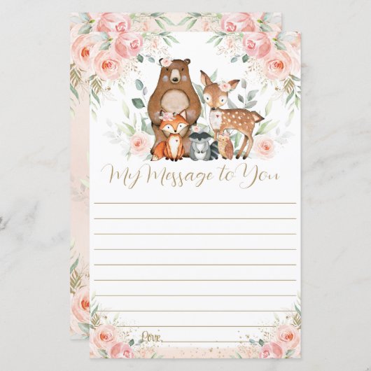 ピンクのフローラウッドランド第1回バースデーカプセルメッセージ (正面/裏面)