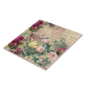 ピンクのフローラエフェメラ(蜂の巣箱と手書き付き) タイル (側面)