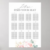 ピンクのフローラエレガントな結婚式のシーティングチャート ポスター (正面)