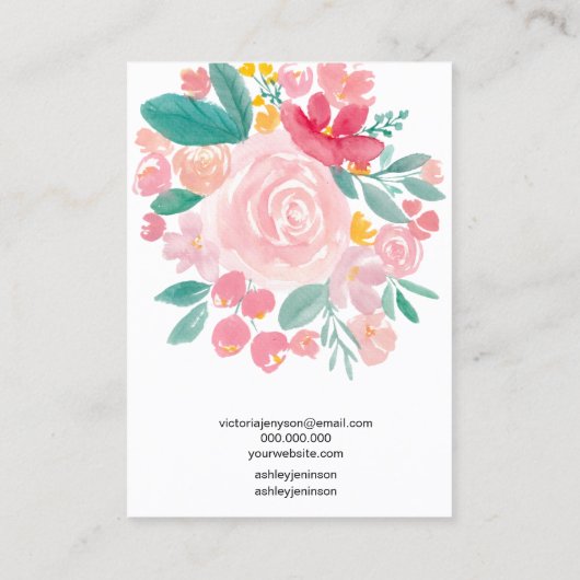 ピンクのフローラエレガントのヘアクリップのバーレット表示 名刺 (裏面)