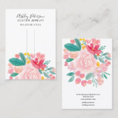 ピンクのフローラエレガントのヘアクリップのバーレット表示 名刺 (正面/裏面)