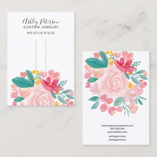 ピンクのフローラエレガントのヘアクリップのバーレット表示 名刺 (正面/裏面)