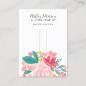 ピンクのフローラエレガントのヘアクリップのバーレット表示 名刺 (正面)