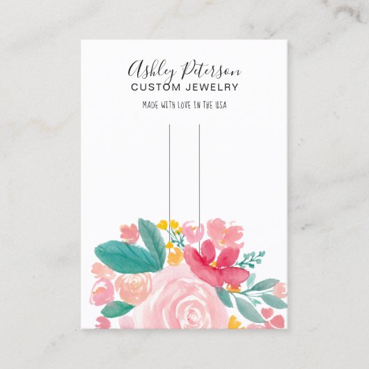 ピンクのフローラエレガントのヘアクリップのバーレット表示 名刺 (正面)