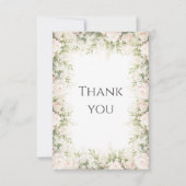 ピンクのフローラエレガントの水の色ヴィンテージウェディング サンキューカード (正面)