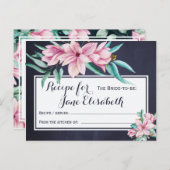 ピンクのフローラエレガントの海軍の花嫁はレシピ ポストカード (正面/裏面)