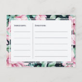 ピンクのフローラエレガントの海軍の花嫁はレシピ ポストカード (裏面)