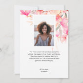 ピンクのフローラエレガントモダン写真 サンキューカード (裏面)