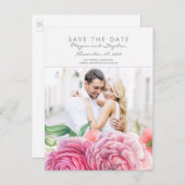 ピンクのフローラエレガント写真の日付の保存 案内ポストカード (正面/裏面)