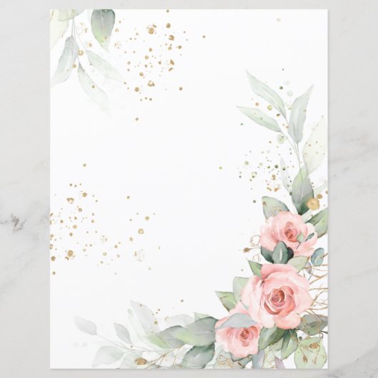 ピンクのフローラエレガント感謝ジャーナル紙シート (裏面)