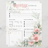 ピンクのフローラエレガント感謝ジャーナル紙シート (正面/裏面)