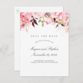 ピンクのフローラエレガント日付の保存 案内ポストカード (正面/裏面)