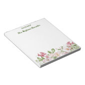 ピンクのフローラエレガント水色の机から ノートパッド (アングル)