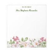 ピンクのフローラエレガント水色の机から ノートパッド (正面)