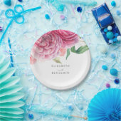 ピンクのフローラエレガント水色結婚植物 ペーパープレート (パーティー)