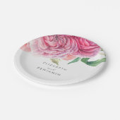 ピンクのフローラエレガント水色結婚植物 ペーパープレート (アングル)