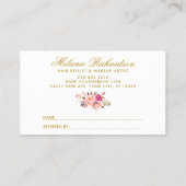 ピンクのフローラエレガント金ゴールドフレームの紹介 名刺 (裏面)