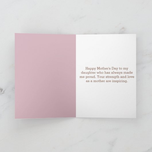 ピンクのフローラカウボーイブーツ母の日の娘 カード (内部)