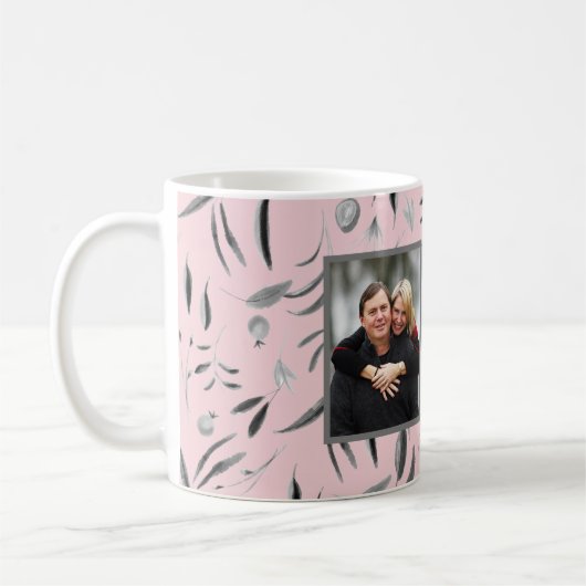 ピンクのフローラカスタムママ写真 コーヒーマグカップ (左)
